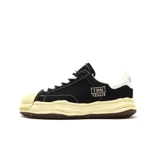 메종 미하라 야스히로 블레이키 VL OG 솔 캔버스 로우탑 스니커즈 블랙 A09FW732-BLACK